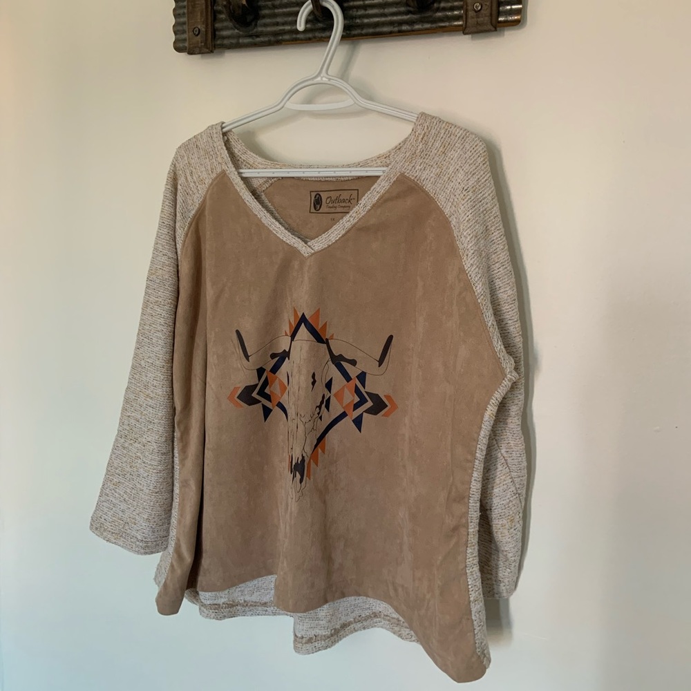 Outback Trading Company Skull Print Sweater